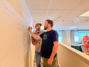The Fable Forestry team works on their business at the 2025 Forest Business Accelerator final sprint. 